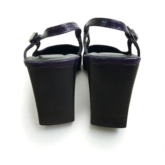 COACH VTG Italian Leather Slingback Pump Heels Sz 8 B Black/Plum Party Rare Y2K - Picture 4 of 11
